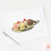 voedseldesserts, bananengespleten kersen rechthoekige sticker (Envelop)