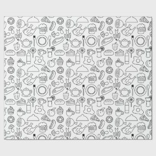 Voedseldoedelen zwart en wit  cadeaupapier
