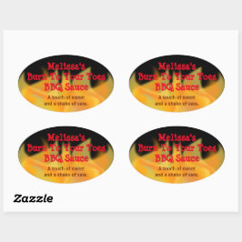 Voedseletiket met brandthema ovale sticker