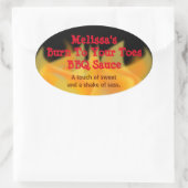 Voedseletiket met brandthema ovale sticker (Tas)