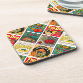  voedseletiketten - kleurrijk patroon bier onderzetter (Linkerzijde)