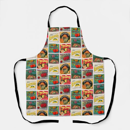 voedseletiketten kleurrijk patroon schort (Voorkant)