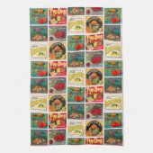 voedseletiketten kleurrijk patroon theedoek (Verticaal)