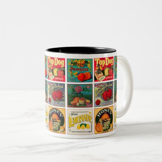  voedseletiketten - kleurrijk patroon tweekleurige koffiemok (Voorkant rechts)