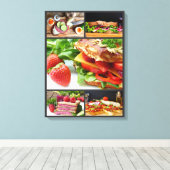Voedselfotografie gezonde sandwich verse collage canvas afdruk (Insitu (Houten vloer))