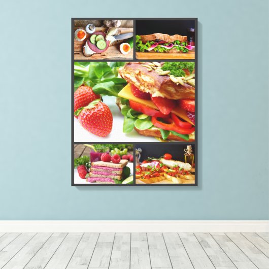 Voedselfotografie gezonde sandwich verse collage canvas afdruk (Insitu (Houten vloer))