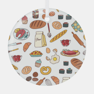  voedselillustraties: naadloos patroon. glas ornament