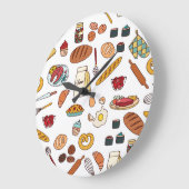  voedselillustraties: naadloos patroon. grote klok (Hoek)
