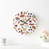  voedselillustraties: naadloos patroon. grote klok (Huis)