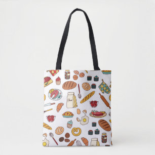  voedselillustraties: naadloos patroon. tote bag