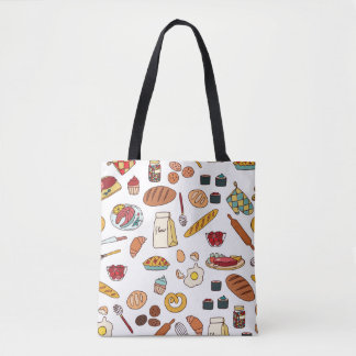  voedselillustraties: naadloos patroon. tote bag
