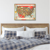 Voedselkaart van de Verenigde Staten Canvas Afdruk (Insitu (Slaapkamer))