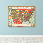 Voedselkaart van de Verenigde Staten Canvas Afdruk (Insitu (Houten vloer))