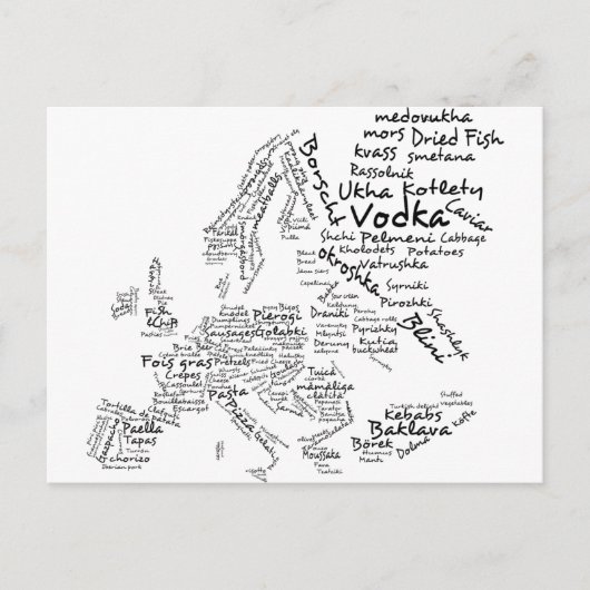 Voedselkaart van Europa Briefkaart (Voorkant)