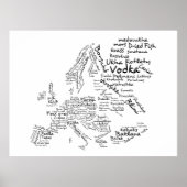 Voedselkaart van Europa (groot) Poster (Voorkant)