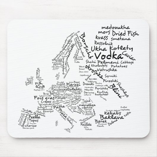 Voedselkaart van Europa Muismat (Voorkant)