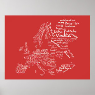 Voedselkaart van Europa (rood) Poster