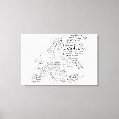 Voedselkaart van Europa - Wit Canvas Afdruk (Voorkant)