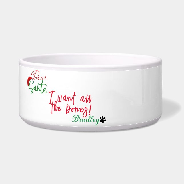 Voedselkom met Aangepaste Huisdiernaam - Kerstcade Voerbakje (Voorkant)
