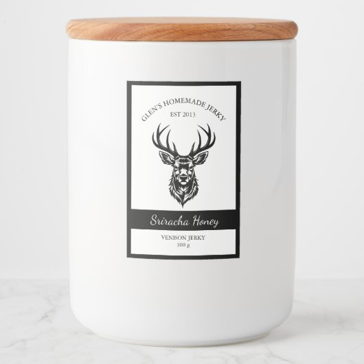 Voedsellabel voor hertengehakt Jerky Voedselcontainer Etiket (Voorkant)