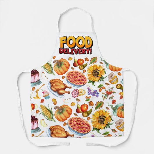 Voedsellevering All-Over Print Schort, Medium Schort (Voorkant)
