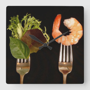 Voedsellovers Kitchen Wall Clock Vierkante Klok