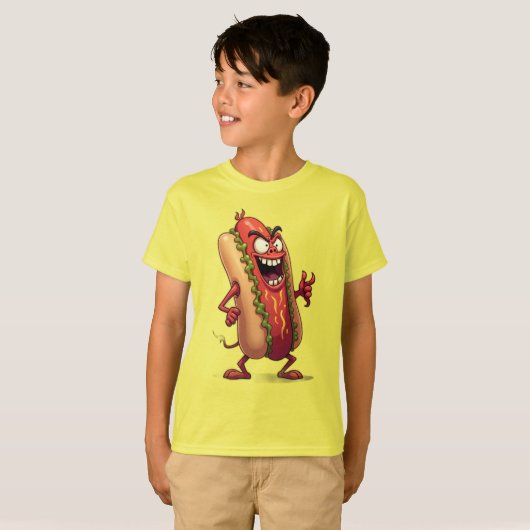 Voedselmonsters KWAADE HOTDOG T-shirt (Voorkant volledig)