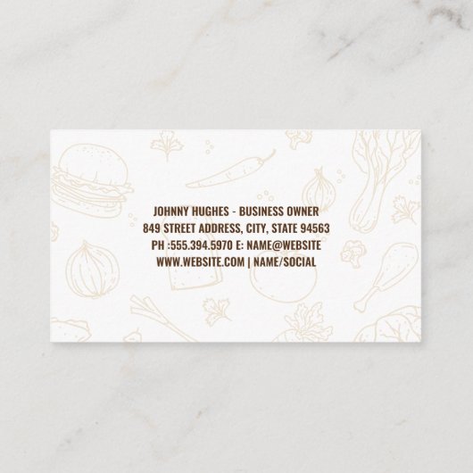 Voedselpictogrammen en -patronen visitekaartje (Achterkant)