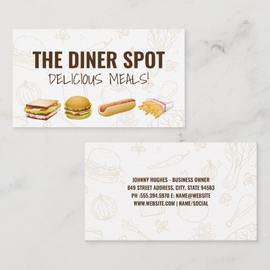 Voedselpictogrammen en -patronen visitekaartje (Voorkant / Achterkant)