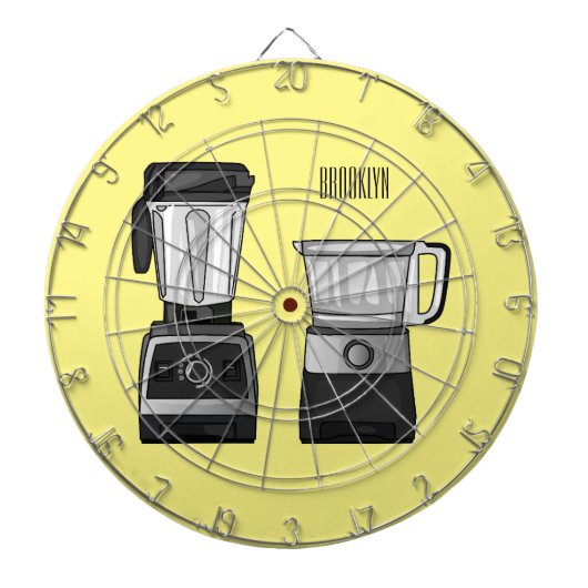 Voedselprocessor & blender cartoon illustratie dartbord (Voorkant)
