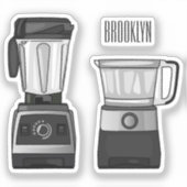 Voedselprocessor & blender cartoon illustratie sticker (Voorkant)