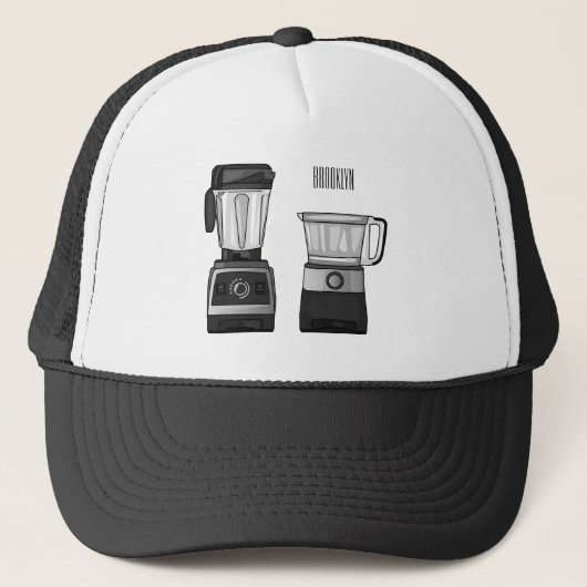 Voedselprocessor & blender cartoon illustratie  trucker pet (Voorkant)