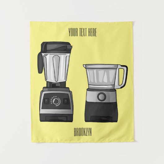 Voedselprocessor & blender cartoon illustratie  wandkleed (Voorkant)