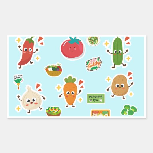 Voedselstickers Groentethema Rechthoekige Sticker (Voorkant)