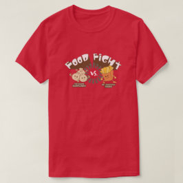 Voedselstrijd! Dumplings vs. frietjes Grappige woo T-shirt