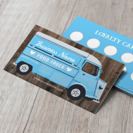 Voedseltruck buiten Kitchen Van Catering Blue Klantenkaartje