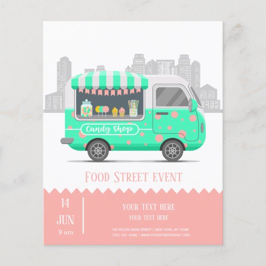 Voedseltruck straat snoepwinkel flyer (Voorkant)