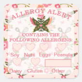 Voedselveiligheid Alert Bakery Butterfly Cake Vierkante Sticker (Voorkant)