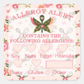 Voedselveiligheid Alert Bakery Butterfly Spoon Vierkante Sticker (Voorkant)