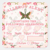 Voedselveiligheid Alert Bakery Butterfly Whisk Vierkante Sticker (Voorkant)