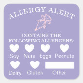Voedselveiligheid Alert Bakery Pastry Bag Paars Vierkante Sticker (Voorkant)