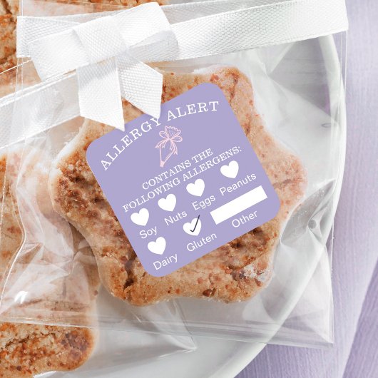 Voedselveiligheid Alert Bakery Pastry Bag Paars Vierkante Sticker