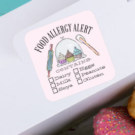 Voedselveiligheid Alert Bakery Pastry Square Vierkante Sticker