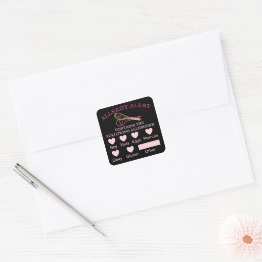 Voedselveiligheid Alert Bakery Whisk & Spoon Vierkante Sticker (Envelop)