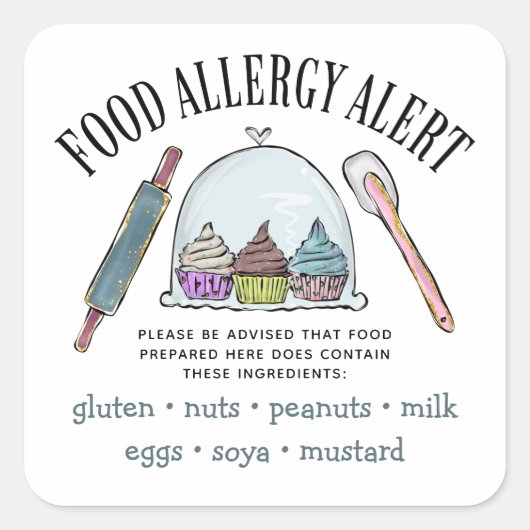 Voedselveiligheid Alert Bakkerijgebak Vierkante Sticker (Voorkant)