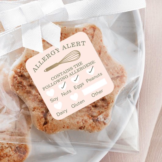 Voedselveiligheid Alert Gold Bakery Whisk Pink Vierkante Sticker