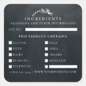 Voedselveiligheid Allergenen Artisanaal Product Bl Vierkante Sticker (Voorkant)