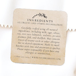 Voedselveiligheid Allergenen Kraft Leaf Handgemaak Vierkante Sticker
