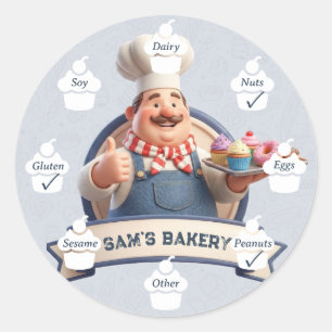 Voedselveiligheid Allergie Alarm Bakkerij Winkel B Ronde Sticker
