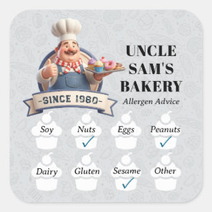 Voedselveiligheid Allergie Alarm Bakkerij Winkel B Vierkante Sticker